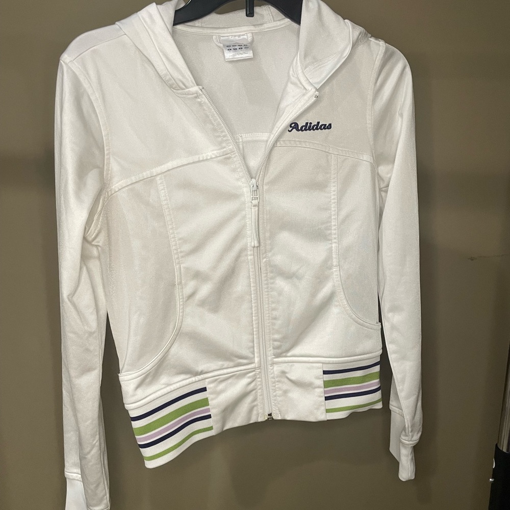 Vintage White Adidas Zip Up Jacket